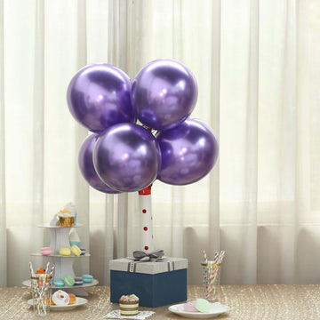 25 Pack 12" Metallic Chrome Purple Latex Helium Air Party Balloons