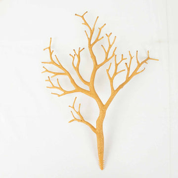 10 Pack | 14" Metallic Gold Artificial Manzanita Tree Branches, DIY Plastic Dry Plant Twig Vase Fillers