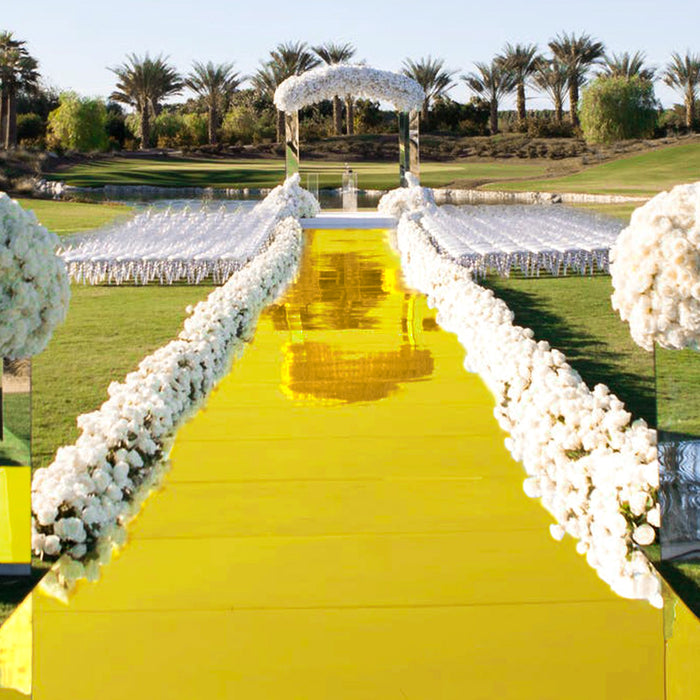 3ftx65ft Metallic Gold Glossy Mirrored Wedding Aisle Runner Non-Woven Red Carpet Runner Prom Parties