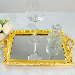 Elegant Metallic Gold Resin Decorative Vanity Serving Tray