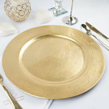 6 Pack | 13Inch Metallic Gold Round Acrylic Plastic Charger Plates, Dinner Party Table Decor