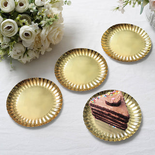 Add a Touch of Elegance to Your Event with Metallic Gold Scalloped Rim Paper Party Plates