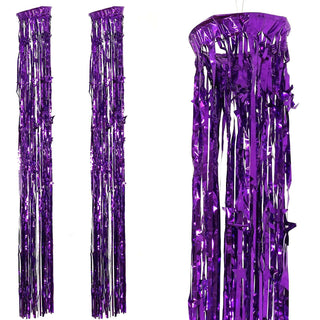 Add a Touch of Glamour with the Metallic Purple Foil Fringe Hanging Curtain Column