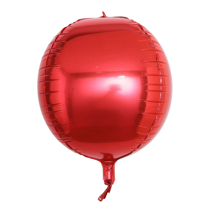 2 Pack | 14inch 4D Metallic Red Sphere Mylar Foil Helium or Air Balloons#whtbkgd