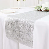 13inch x 6ft Metallic Silver Reversible Woven Vinyl Table Runner