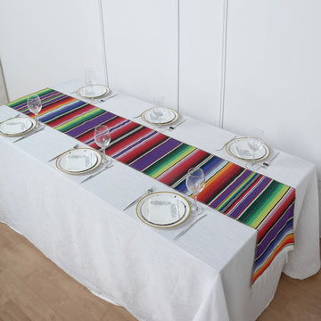 14"x108" Mexican Serape Table Runner With Tassels Fiesta Party Decor