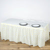 14FT 10 Mil Thick | Polka Dots Pleated Plastic Table Skirts - Disposable Table Skirt Spill Proof - White/Yellow