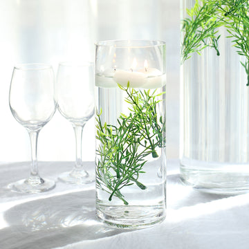 25 Pack | 6" Mini Green Artificial Fern Leaf Branch Stems, Flower Vase Filler For Floating Candle Centerpieces