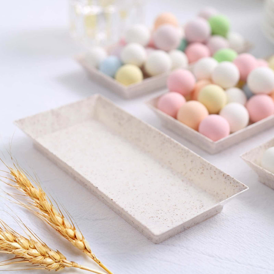 24 Pack | 5inch Mini Rectangular Wheat Straw Fiber Dessert Plates