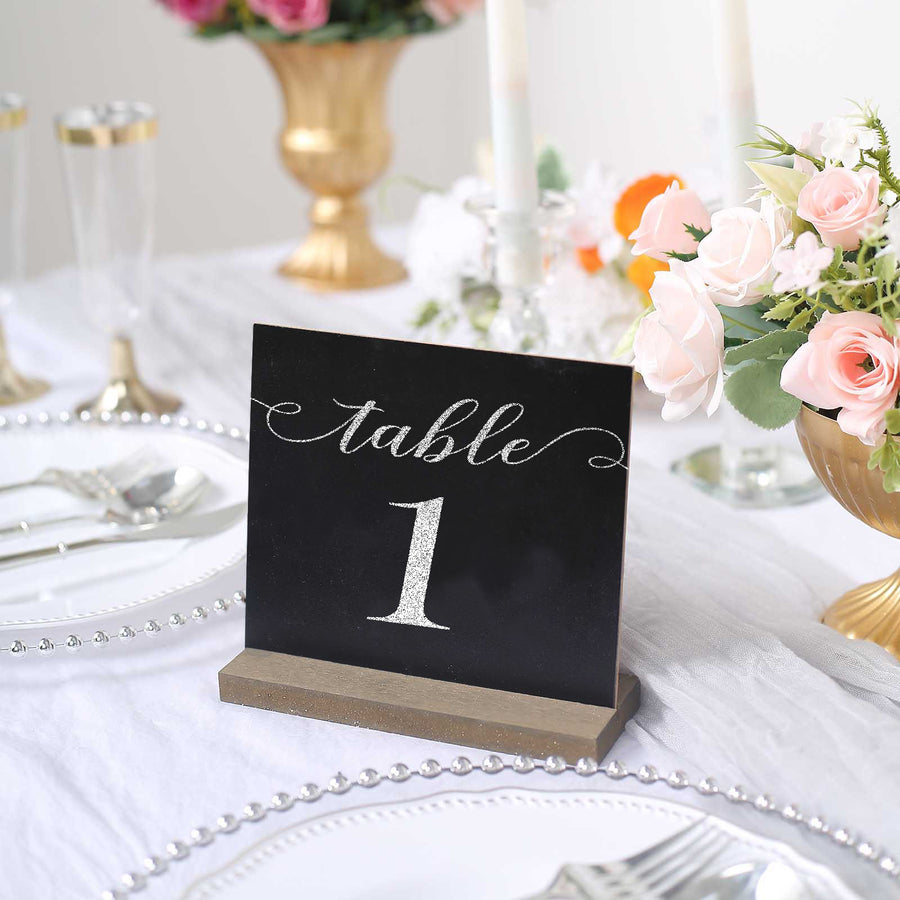 6 Pack | 6inch Mini Table Chalkboard Place Card Signs With Rustic Wood Base Stands