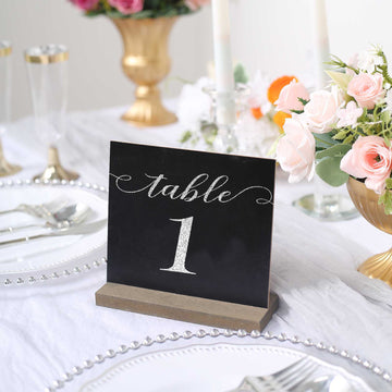 6 Pack | 6" Mini Table Chalkboard Place Card Signs With Rustic Wood Base Stands