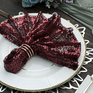 Burgundy Sequin Dinner Napkin - Add Glamour to Your Table