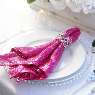 Add a Touch of Glamour with Fuchsia Sequin Dinner Napkins