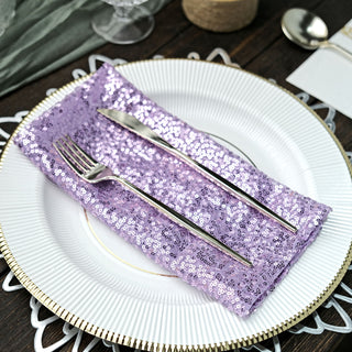 Add a Touch of Elegance with Lavender Lilac Sequin Dinner Napkins