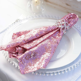 Add a Touch of Elegance with Pink Sequin Dinner Napkin