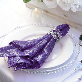 Make a Statement with the Purple Premium Sequin Cloth Dinner Napkin
