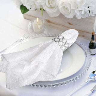 Add Elegance to Your Table with the 20”x20” White Premium Sequin Cloth Dinner Napkin