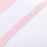 Pink and white striped fabric with visible stitching detail.