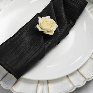 Event Decor Must-Have: Black Accordion Crinkle Taffeta Cloth Dinner Napkins