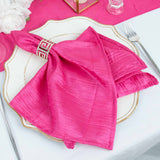 5 Pack | Fuchsia Accordion Crinkle Taffeta Cloth Dinner Napkins
