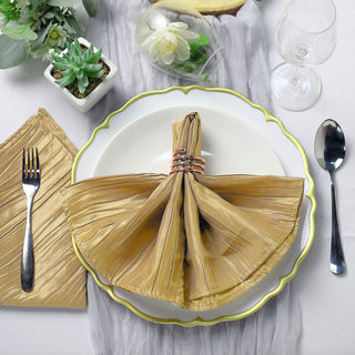 Add Elegance to Your Table with Gold Accordion Crinkle Taffeta Cloth Dinner Napkins