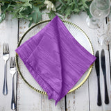 5 Pack | Purple Accordion Crinkle Taffeta Cloth Dinner Napkins | 20x20inch#whtbkgd