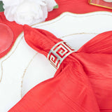 5 Pack | Red Accordion Crinkle Taffeta Cloth Dinner Napkins