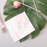 20 Pack | 3 Ply Metallic Rose Gold Vintage Pattern Paper Dinner Napkins | Wedding Cocktail Napkins