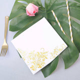 20 Pack | 3 Ply Metallic Gold Intricate Design Paper Dinner Napkins | Wedding Cocktail Napkins