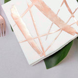 20 Pack | 3 Ply Metallic Rose Gold Streaks Design Paper Dinner Napkins | Wedding Cocktail Napkins