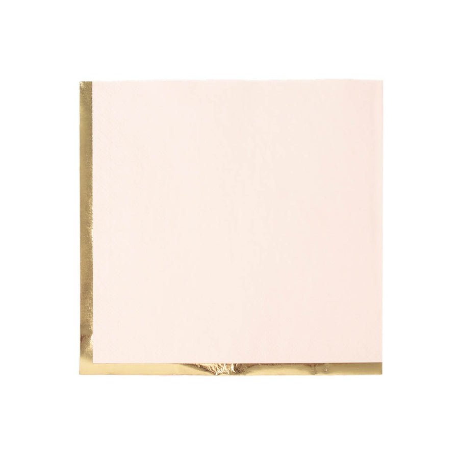 50 Pack | 2 Ply Soft Blush With Gold Foil Edge Dinner Paper Napkins#whtbkgd