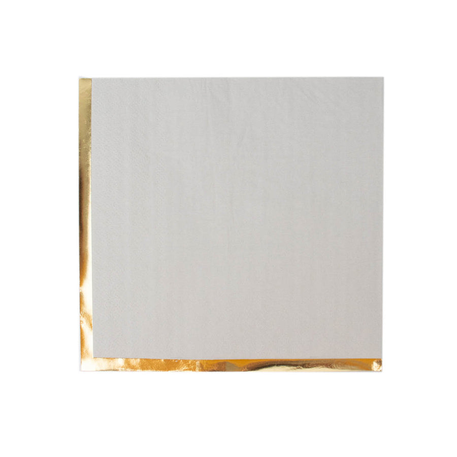 50 Pack | 2 Ply Soft Gray With Gold Foil Edge Dinner Paper Napkins#whtbkgd