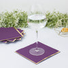 50 Pack | 2 Ply Soft Purple With Gold Foil Edge Dinner Paper Napkins