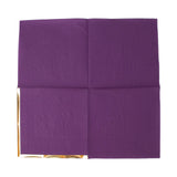 50 Pack | 2 Ply Soft Purple With Gold Foil Edge Dinner Paper Napkins