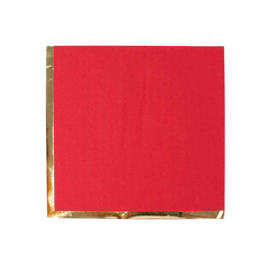 50 Pack | 2 Ply Soft Red With Gold Foil Edge Dinner Paper Napkins#whtbkgd