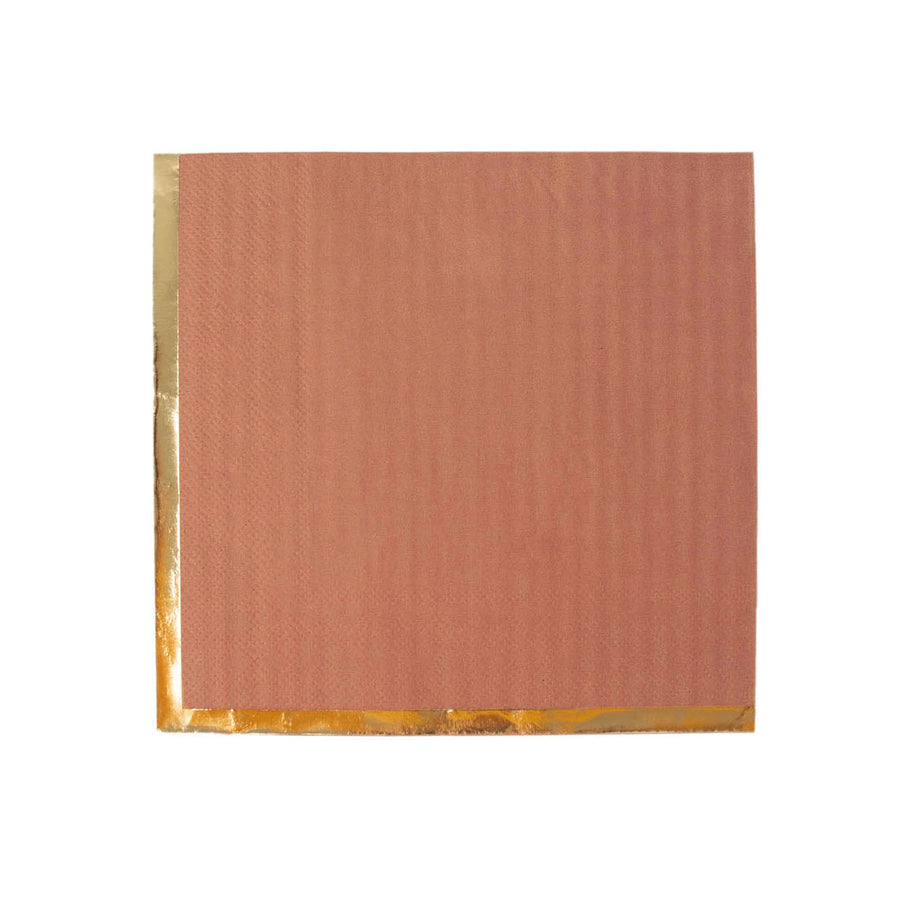 50 Pack | 2 Ply Soft Terracotta With Gold Foil Edge Dinner Paper Napkins#whtbkgd