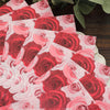 50 Pack | 2 Ply Soft Red / Pink Rose Design Paper Cocktail Napkins