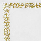 White Airlaid Paper Cocktail Napkins, Soft Linen-Feel Napkin With Gold Scroll Floral Design#whtbkgd