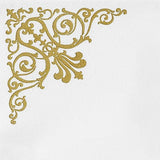 White Airlaid Paper Cocktail Napkins Soft Linen Like Napkin With Gold Fleur Vintage Design#whtbkgd