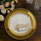20 Pack White Gold Airlaid Linen-Feel Paper Cocktail Napkins, Disposable Beverage Napkins Gold Foil