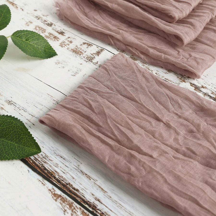 5 Pack | Dusty Rose Gauze Cheesecloth Boho Dinner Napkins | 24x19Inch