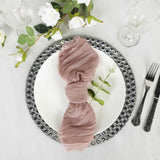 5 Pack | Dusty Rose Gauze Cheesecloth Boho Dinner Napkins | 24x19Inch