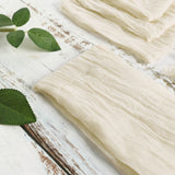 5 Pack | Cream Gauze Cheesecloth Boho Dinner Napkins | 24x19Inch