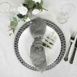5 Pack | Gray Gauze Cheesecloth Boho Dinner Napkins | 24x19Inch