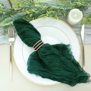 Add a Touch of Elegance with Hunter Emerald Green Gauze Cheesecloth Boho Dinner Napkins