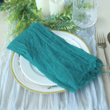 5 Pack | Peacock Teal Gauze Cheesecloth Boho Dinner Napkins | 24x19inches