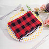 5 Pack | Black/Red Buffalo Plaid Cloth Dinner Napkins, Gingham Style | 15x15Inch