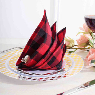 Black/Red Buffalo Plaid Cloth Dinner Napkins - The Perfect Table Accent