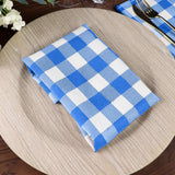 5 Pack | Blue/White Buffalo Plaid Cloth Dinner Napkins, Gingham Style | 15x15Inch