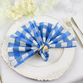 Elevate Your Table Decor with Blue/White Buffalo Plaid Cloth Dinner Napkins